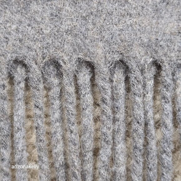 NWOT Beast Wool Scarf Grey Fringed Thick Oversized - Picture 6 of 10